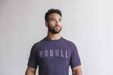 Nobull Men's T Shirts Dark Purple | Australia (YQ6091)